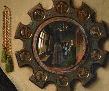 Detalle del espejo en Matrimonio Arnolfini