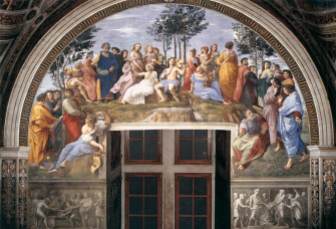 Rafael. El Parnaso. Stanza della Segnatura. Palacios Vaticanos. Roma. Foto: web gallery of art