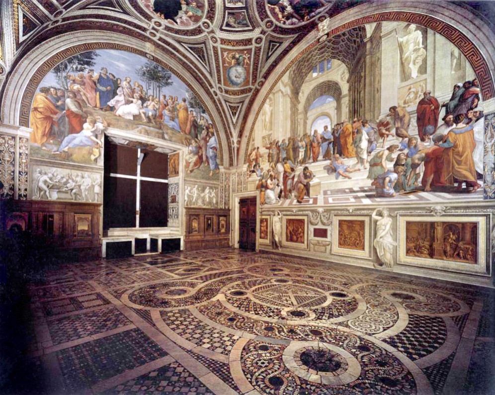 Rafael. Stanza della Segnatura. Palacio Vaticano. Vista general. Foto: wikipedia
