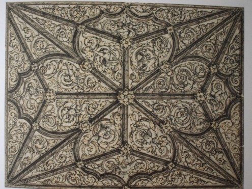 Sebastián de Herrera Barnuevo. Diseño de la decoración de una bóveda gótica. Gabinete de dibujos y estampas de la Galería Uffizi. Florencia.